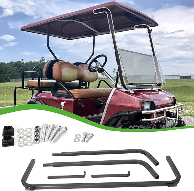 10L0L Golf Cart Front Roof Strut Brackets for Club Car DS (84-99) with Steel Screw Bushings Repair Kit, Heavy Duty Strut Support Reinforcement Repair