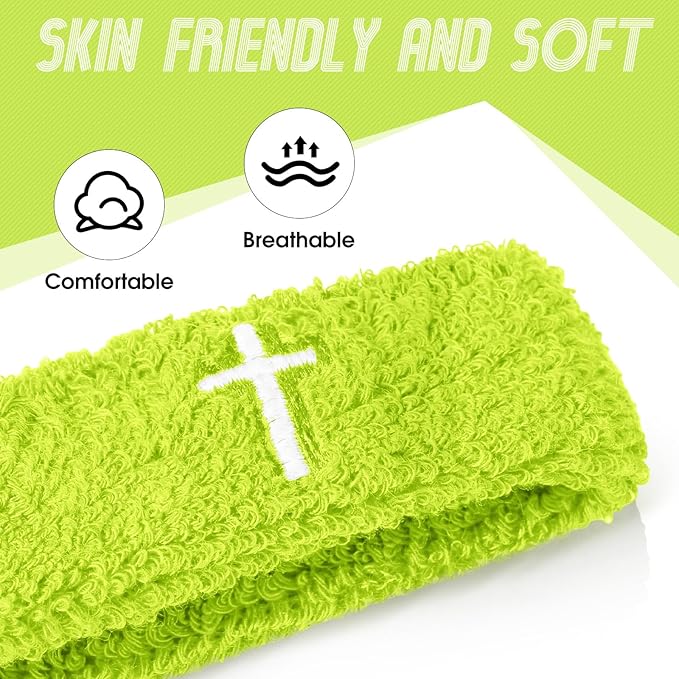 Soulchen 4 pcs Cross Bicep Bands Wrist Bands Christian Arm Sweat Wristbands Absorbent Armband for Men Women Football Baseball Players Sports Activities Supplies