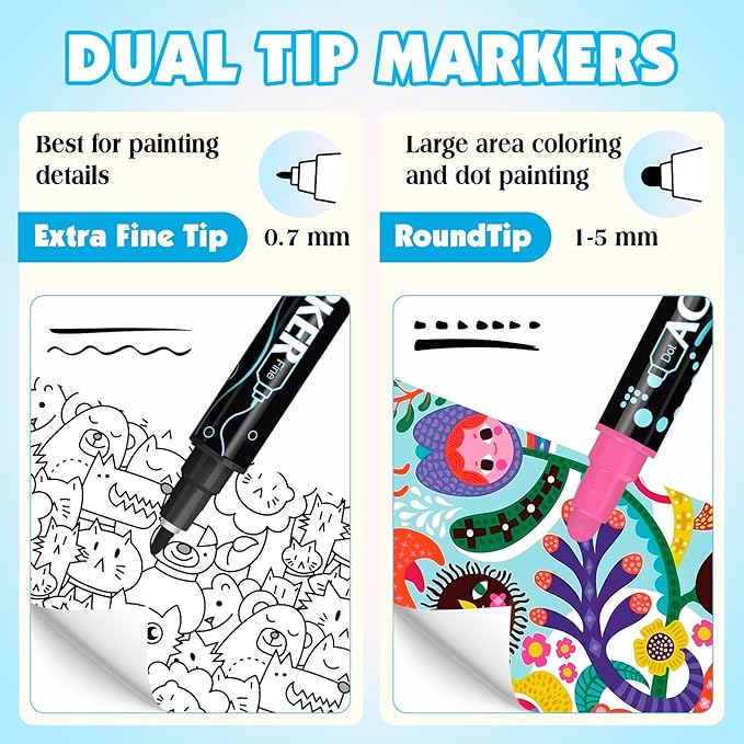 FUMILE 60 Colors Acrylic Paint Marker Dual Tip, Paint Pens Acrylic Markers - Image 2