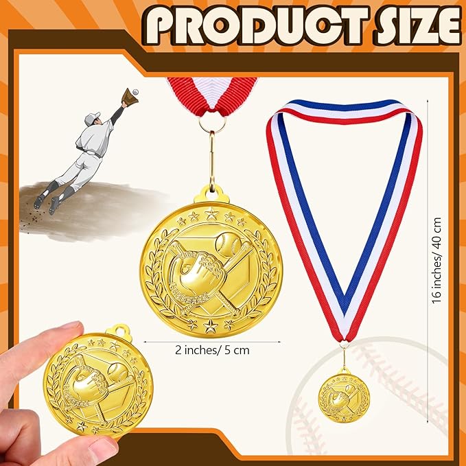 Misdary 12 Pack Medals with Neck Ribbons Team Participation Trophies for Kids Sports Awards Party Favors for Sports Competitions Celebration Gift