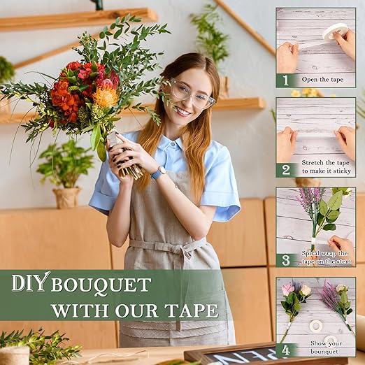 8 Rolls Floral Tape, 1/2" Wide Flower Tape, Adhesive Florist Tape - Image 4