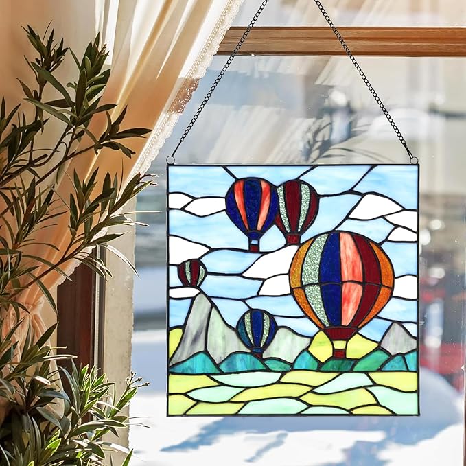 PA0002 Stained Glass Hanging Panel-12 Wx12 H Window Suncatcher Window Décor - Image 2