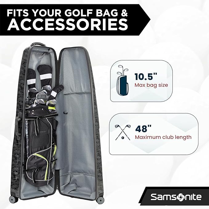 Samsonite Tour Classic Golf Hard Case Golf Travel Bag, Lightweight & Durable ABS Shell, 360 Degree Multi-Directional Wheels