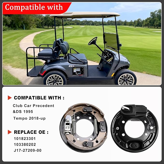 Rear Brake Assembly Kit for Club Car Golf Cart - Fits Precedent/DS (1995-Up) & Tempo (2018-Up), Driver & Passenger Side, Replaces OEM# 101823301,103380202