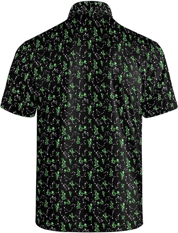 Golf Polo Shirts for Men Funny Print Short Sleeve Golf Shirts Performance Golf Polos