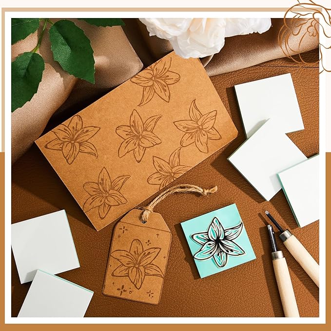 Frienda 12 Pcs 2" x 2" Rubber Carving Blocks Linoleum Blocks - Image 6