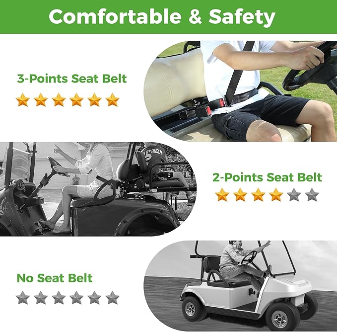 10L0L Golf Cart Seat Belts Kit,Universal for 4 Passenger/2+2 Seats EZGO TXT Club Car Yamaha,42” Belts with Bracket with Street-Legal Upgrades
