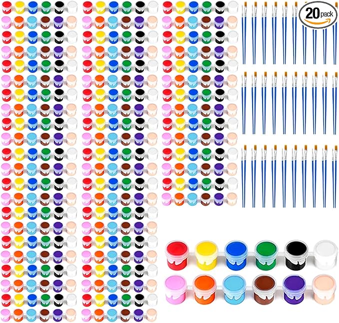 30 Pack Mini Acrylic Paint Set, 12 Colors Washable Paint Strips by OLINGYOU