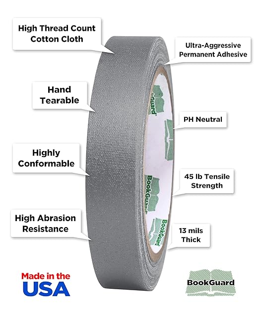 BookGuard 0.75 inch Premium Bookbinding Repair Cloth Tape, 15 Yard Roll - Image 2