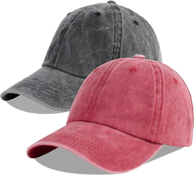 LANGZHEN Unisex Baseball Cap 100% Cotton Fits Men Women Washed Denim Adjustable Dad Hat