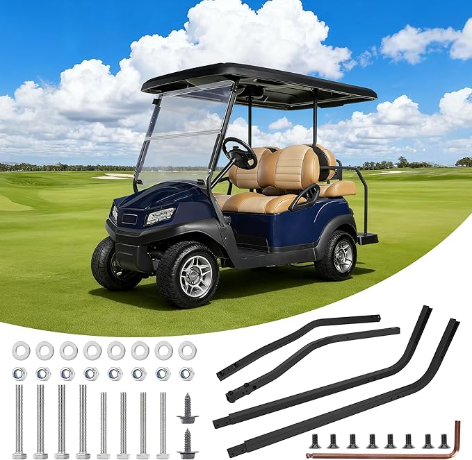 10L0L Golf Cart Front Roof Strut Brackets for Club Car Tempo with Steel Screw Bushings Repair Kit, Heavy Duty Strut Support Reinforcement Repair
