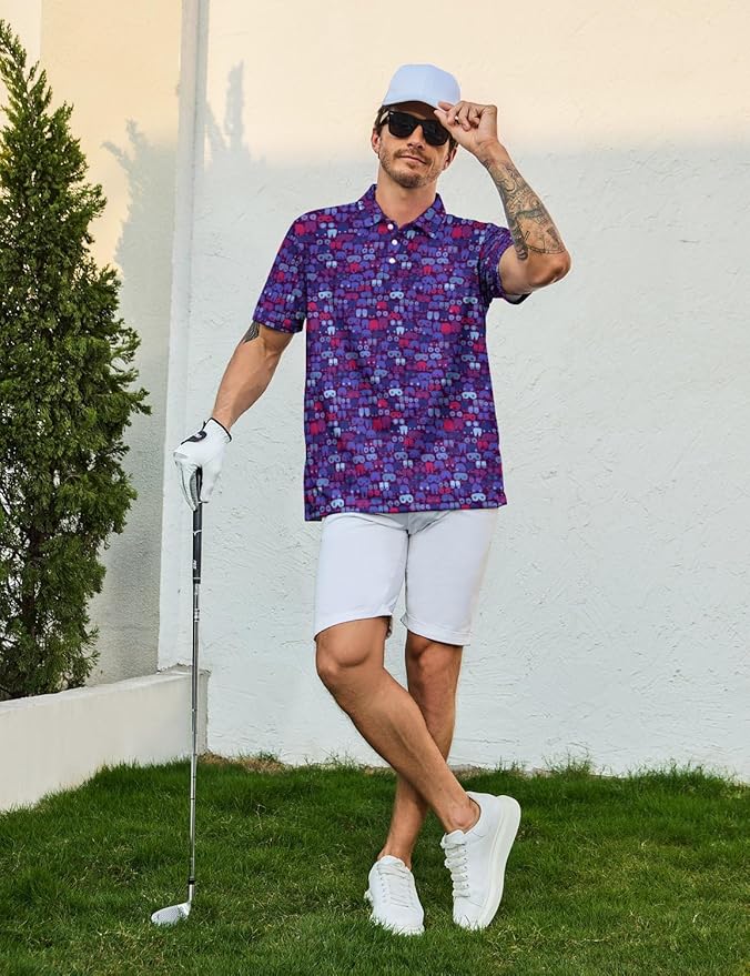 Mens Golf Shirts Golf Polo Shirts for Men Short Sleeve Polo Shirts Golf Gifts
