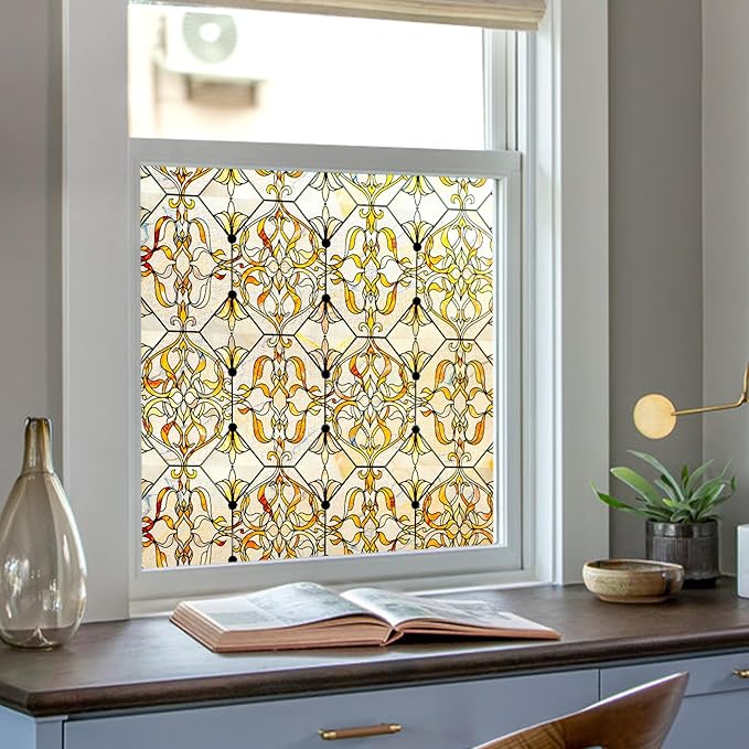 3D Stained Glass Window Privacy Film, Heat Control UV Blocking Static Cling - Image 9