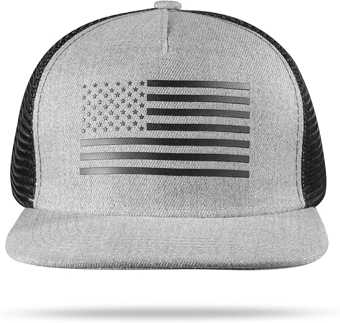 UALON Baseball Cap, Snapback Trucker Hat for Men & Women with American Flag and Adjustable, Breathable Mesh, Flat Bill Hats