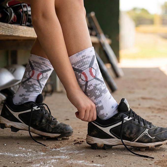 ChalkTalkSPORTS Baseball Socks - Performance Socks for Baseball Players - Crossed Bats - Youth and Adult Sizes