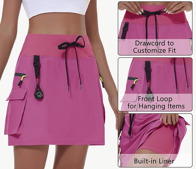 MIVEI Skorts for Woman - Hiking Cargo Skorts with Zipper Pockets, High Waisted Quick Dry Golf Workout, Dressy Casual