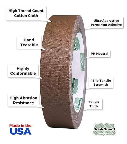 BookGuard 1 Inch Premium Bookbinding Repair Cloth Tape, 15 Yard Roll - Image 2