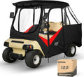10L0L Golf Cart Driving Enclosure for Club Car DS 2+2 Passenger Short Roof Waterproof Windproof Heavy Duty 600D Rain Cover with 4-Sided Clear Windows & Durable Door Zipper, All-Weather Protection Red