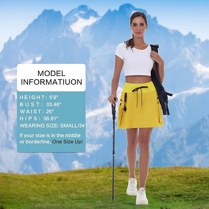 MIVEI Skorts for Woman - Hiking Cargo Skorts with Zipper Pockets, High Waisted Quick Dry Golf Workout, Dressy Casual