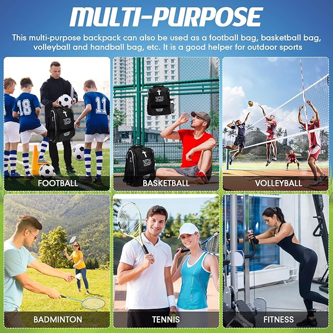Christian Baseball Bag Cross Baseball Backpack for Youth Adult Religious T-Ball Softball Equipment Gear with Separate Shoes Compartment Fence Hook for Helmet & Accessories