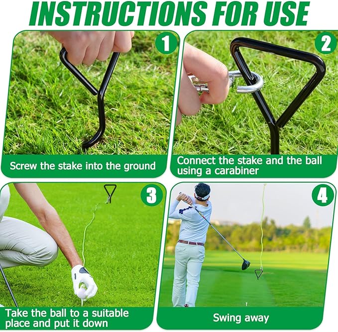 TOBWOLF Golf Ball on a String, 33FT Swing Away Golf Ball on a Rope with Fixed Rod, Golf Rope Swing Trainer, Golf Practice Rope Ball at Backyard or Park for Beginners & Youth to Quickly Practice Swing