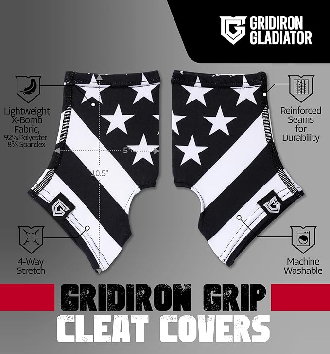 Gridiron Gladiator Cleat Covers - Football Spats - Football Cleat Socks - Cleat Spats for Soccer, Baseball & Softball