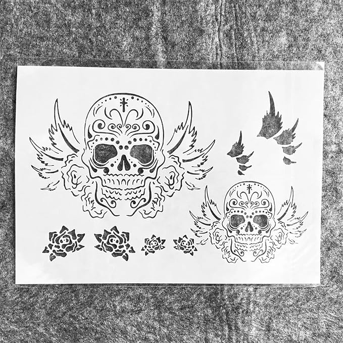 TIAMECH A4 Reusable Flying Skull Wings Stencil - Image 3