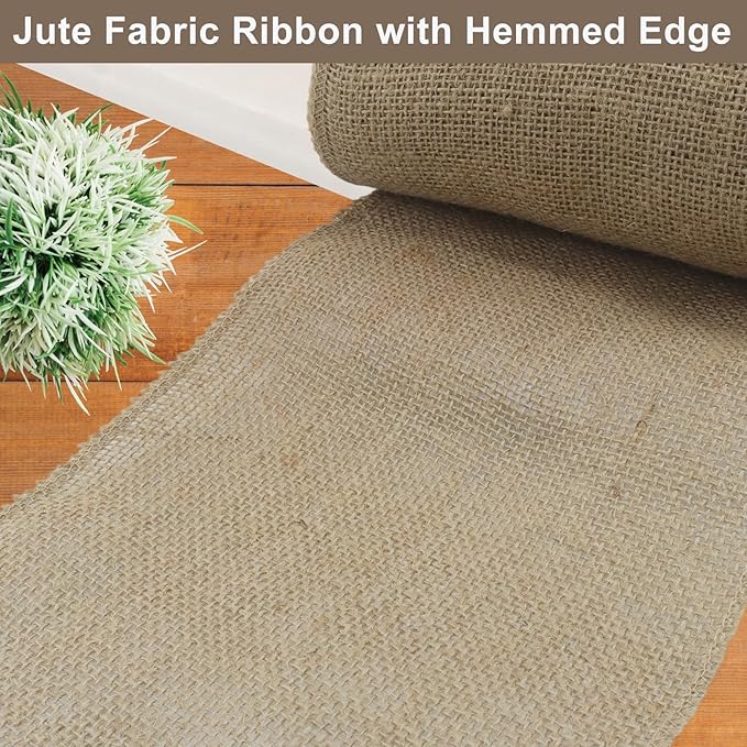 8" Wide Natural Burlap Fabric Roll - Image 3