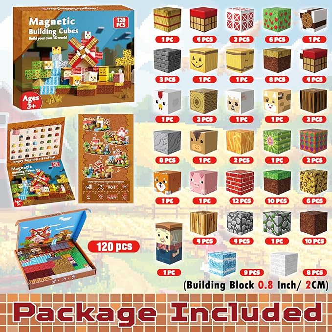 Goody King Magnetic Blocks | 120PCS Magnetic Building Blocks, Magnetic Farm - Image 2