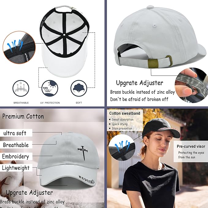 Cross Jesus Hat with Gifts Box, Embroidered Religious Baseball Cap, Christian Gifts for Men Women