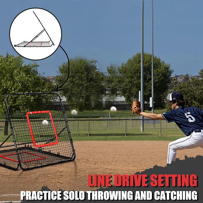 Storgem Baseball Softball Rebounder Net, Pitch Back Rebound Net,Soccer Rebound Net, Fielding Rebounder,Double Sided Adjustable Multi-Sports Pitching Rebound Net for Throwing Practice