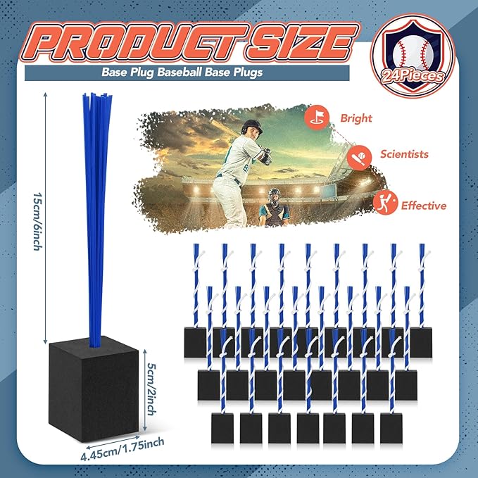 Shappy 24 Pieces Base Plugs with Tassels Heavy Duty Rubber Baseball Anchor Plug for Baseball Field Drill Softball Accessories