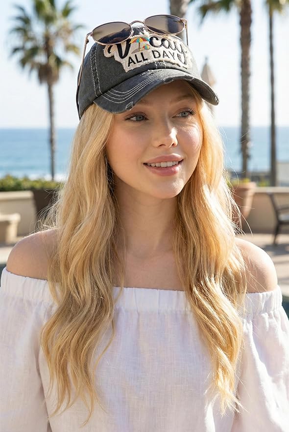 Funky Junque Distressed Vintage Baseball Cap - Embroidered Patch Women's Hat - Holiday, Lifestyle & Patriotic Designs