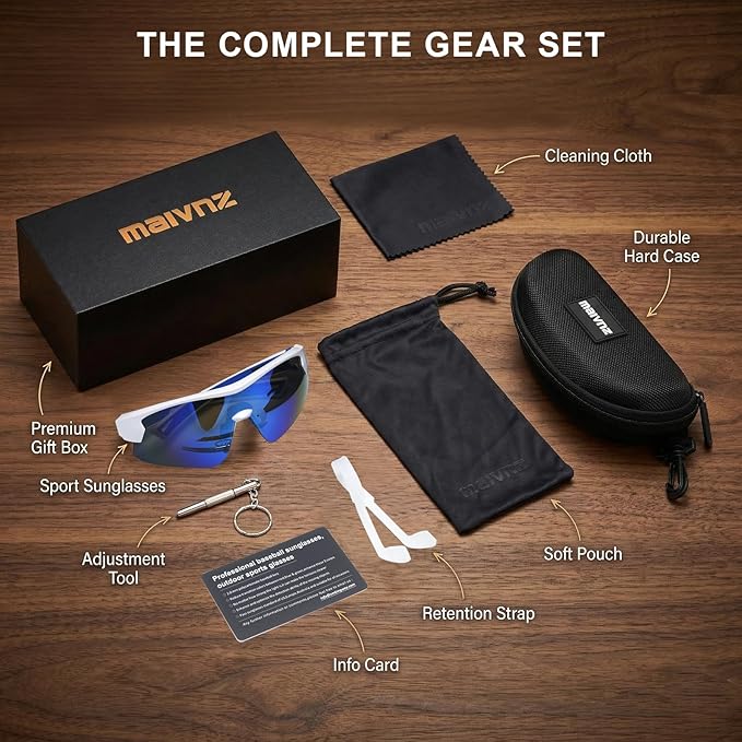 maivnz Youth Baseball Sunglasses for Boys and Girls Ages 6-12, Kids Sports Glasses for Softball Cycling, Helmet Compatible