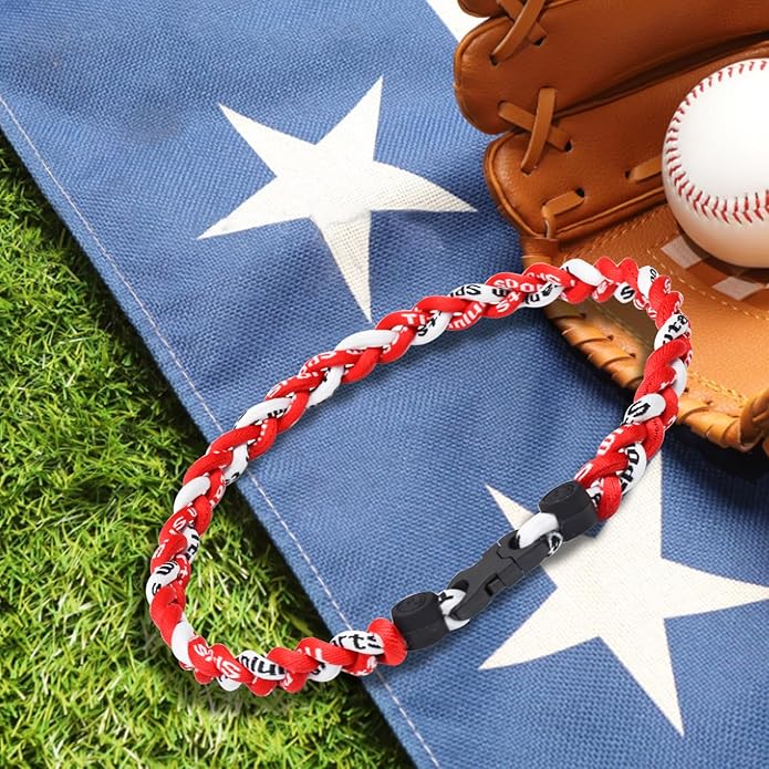 18inch Baseball Necklace,Fashion Tri-Braided Rope Tornado Necklace for Sports Fan