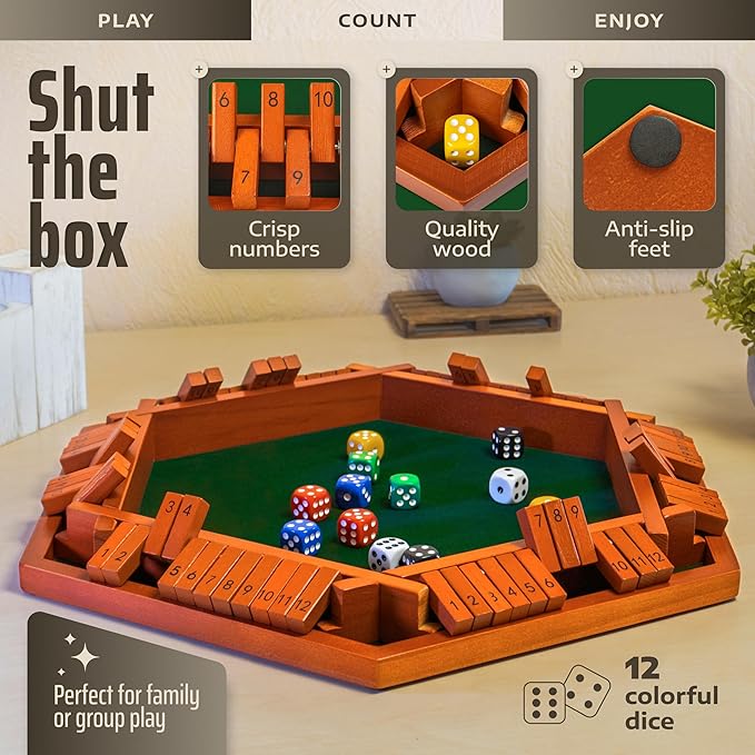 Queensell Shut The Box Game Wooden Board - Image 2