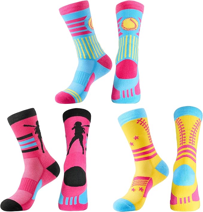 Jeasona Softball Socks for Girls & Women, Athletic Knee-high Team Sports Socks, Youth Softball Stuff Accessories