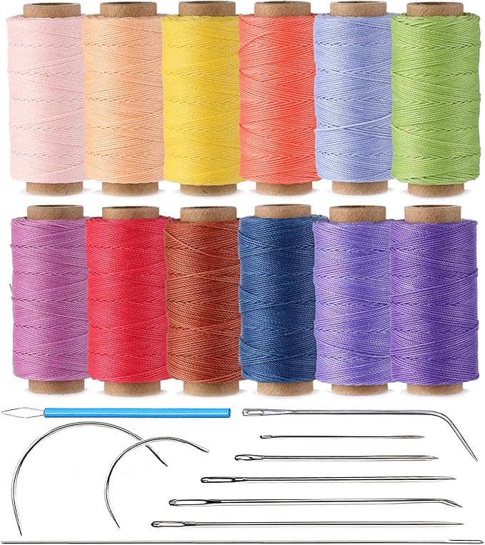 10-Year Popular Assorted Colors Round Waxed Thread -0.55mm 70 Yards 12 Spools by Wearecommittedtohelpingpeoplecreatebeautifuluniqueandpersonalizedhandcraftedcreations