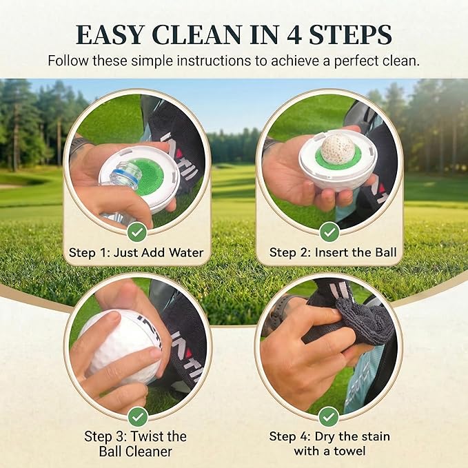 Upgrade Portable Golf Ball Cleaner More Lightweight, Home Golf Ball Washer for Bag, with Replaceable Sponges, Clip-On Design, Premium Golf Accessories Gift