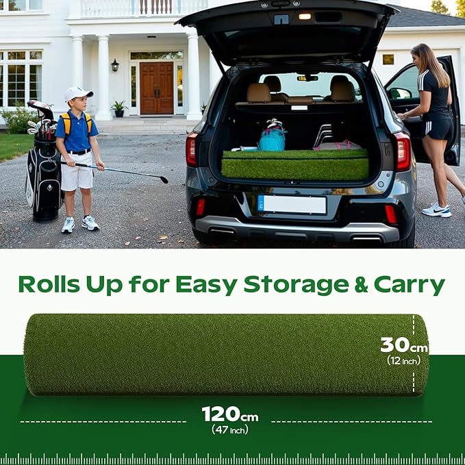 RIKADE Golf Mat - 5x4ft & 6x4ft 26mm-31mm Golf Hitting Mat for Simulators, Backyard, Garage, Indoor & Outdoor Use, Features Dual-Turf Mats with Ball Tray for Chipping and Swing Training