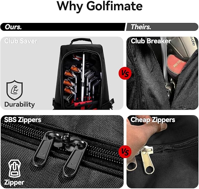 Golf Travel Bag with Wheels, Soft-Sided 1680D Oxford Golf Club Travel Cover Case for Car Trips & Short Travel, Thick Padded Protection, Large Storage Pocket for Shoes & Accessories, Easy to Maneuver