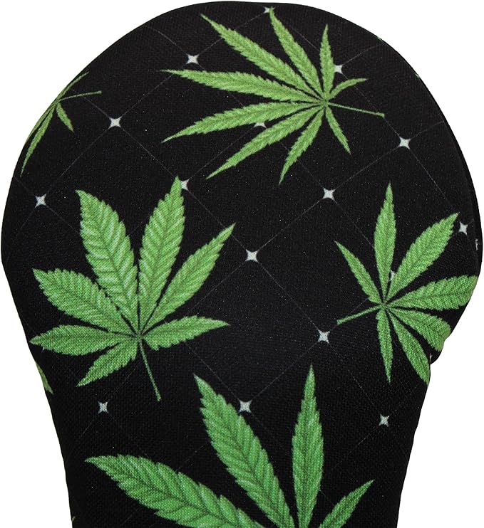 Black Marijuana Leaf | Golf Club Headcover | Driver Fairway Hybrid-Sold Separately | Handmade in USA by BeeJos