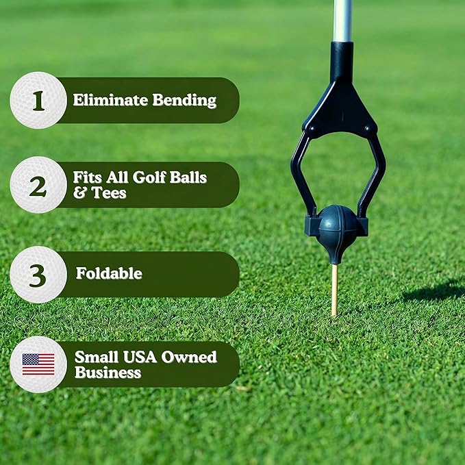 Golf Ball Teeing Aid Device For Seniors V2.0 | Golf Ball Dispenser Eliminates Bending | Motorless Golfing Dispenser Tees Up Your Golfing | Adaptive Gifts For Seniors | Foldable Tee Assistant