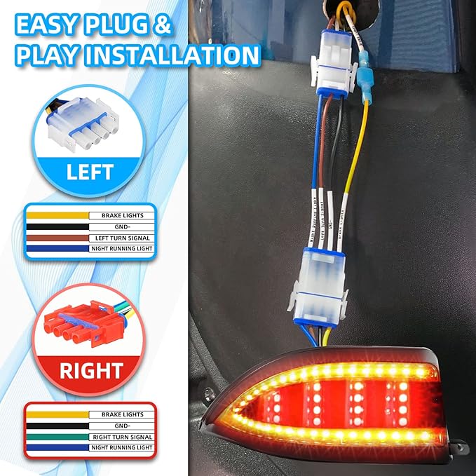 NOKINS Golf Cart LED Tail Lights for Club Car Tempo/Precedent, Deluxe Brake Light,12 Volt Universal Replacement Accessories Gas & Electric Models