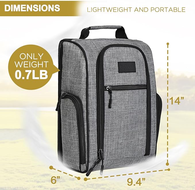 Goloni Golf Shoe Bag for Men Women, Ventilated Golf Shoe Bag with Side Pockets, Lightweight Portable Golf Shoe Carrier for Golf Shoes, Tees, Balls & Accessories,Gray