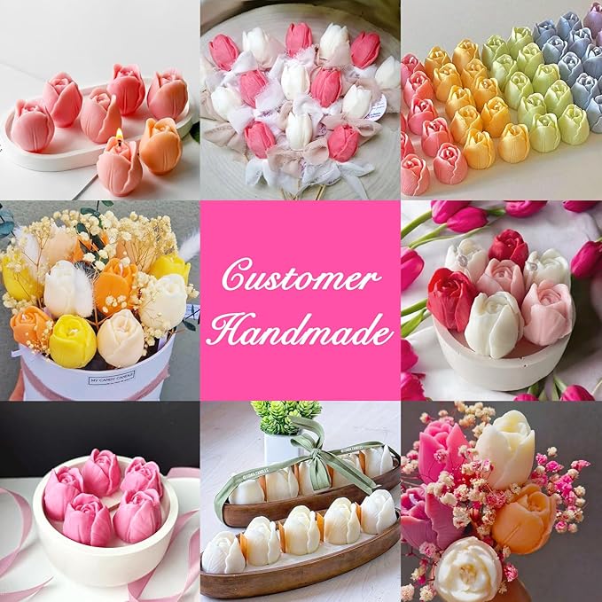 JDH 3 PCS Tulip Flower Silicone Molds 3D Floral Resin Candle Soap Mold - Image 5