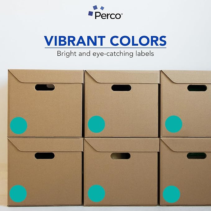 Perco Teal 3-Inch Perforated Circle Dot Sticker Labels — 10 Rolls, 000 Round - Image 7