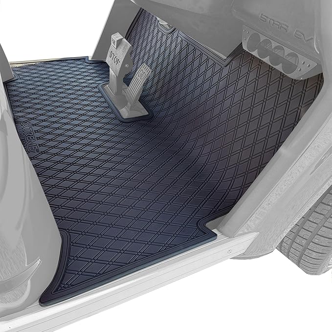 Xtreme MATS for StarEV Sirius Full Coverage Double Diamond Rubber Golf Cart Floor Mat - Fits Star Sirius Models Only - Overlay Protective Floor Liner Accessory for Golf Carts (All Black)