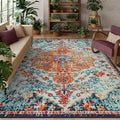 Lahome Boho Rugs for Living Room 8x10, Washable Orange Bedroom Area Rug Soft by Lahome