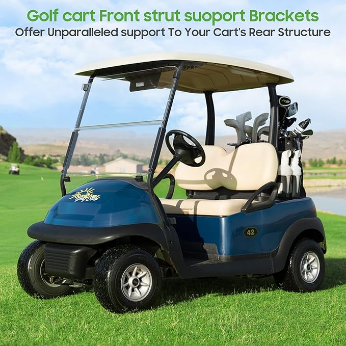 10L0L Golf Cart Front Roof Strut Brackets for Club Car Precedent with Steel Screw Bushings Repair Kit, Heavy Duty Strut Support Reinforcement Repair
